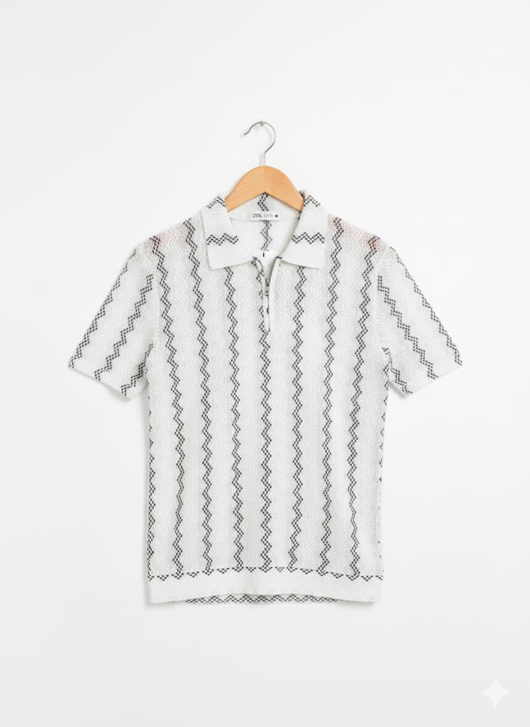 Zigzag Knitted Polo