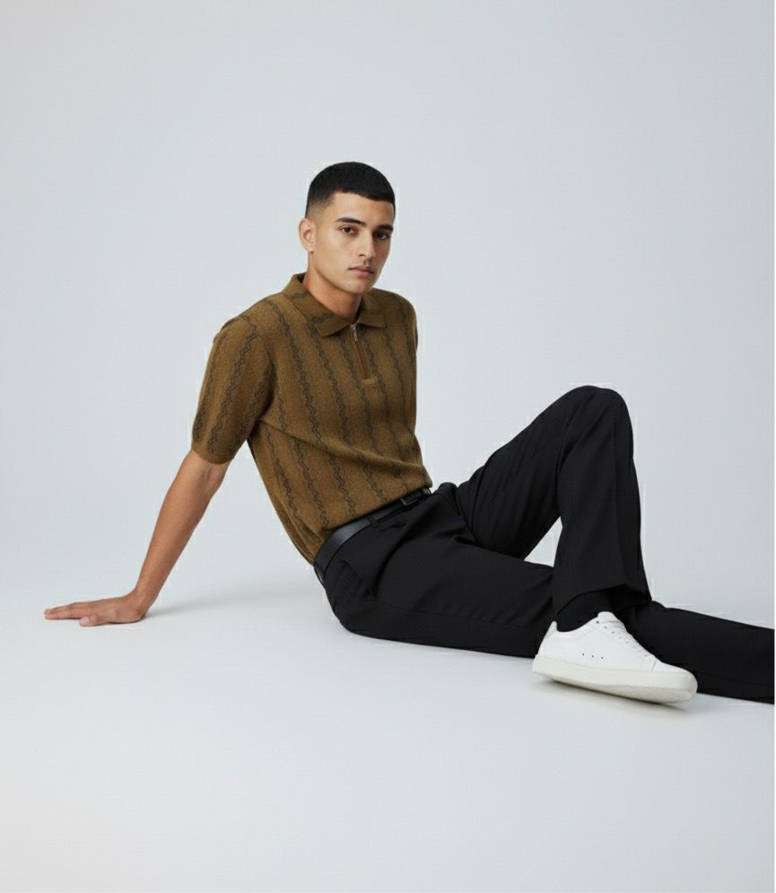 Zigzag Knitted Polo