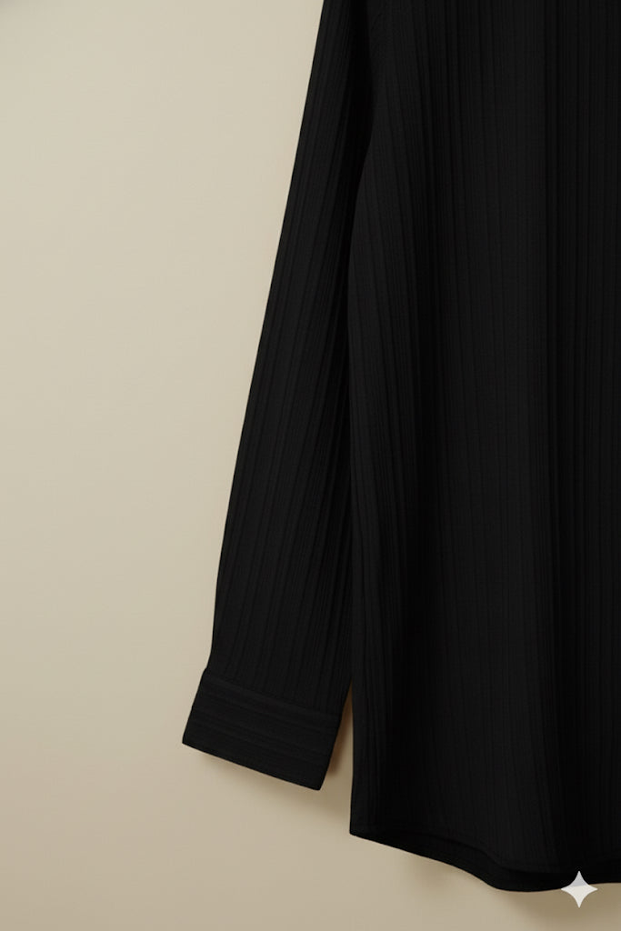 Jet Black textured strip shirt
