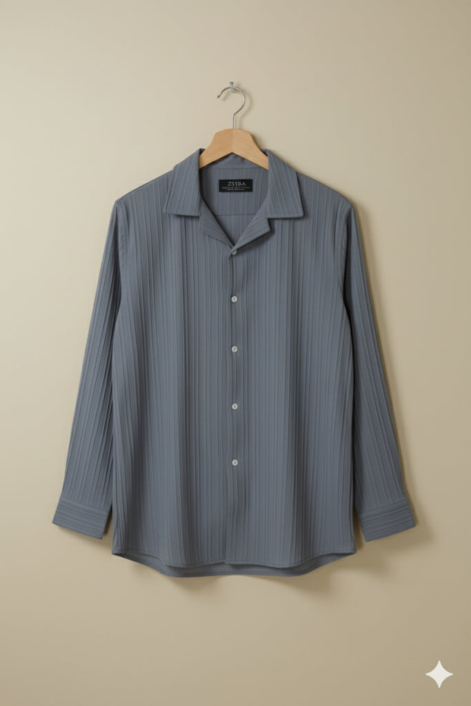 Charcoal Gray textured strip shirt