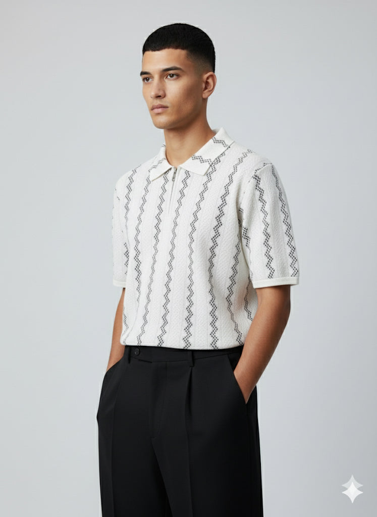 Zigzag Knitted Polo