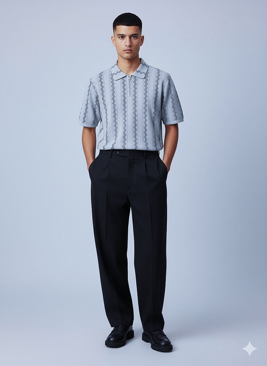 Zigzag Knitted Polo