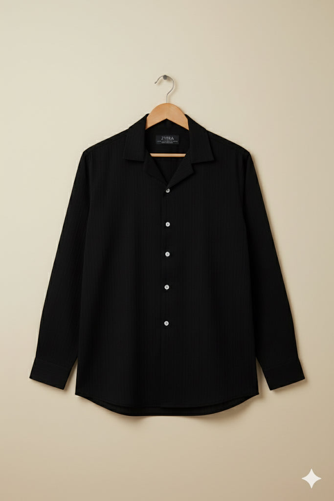 Jet Black textured strip shirt