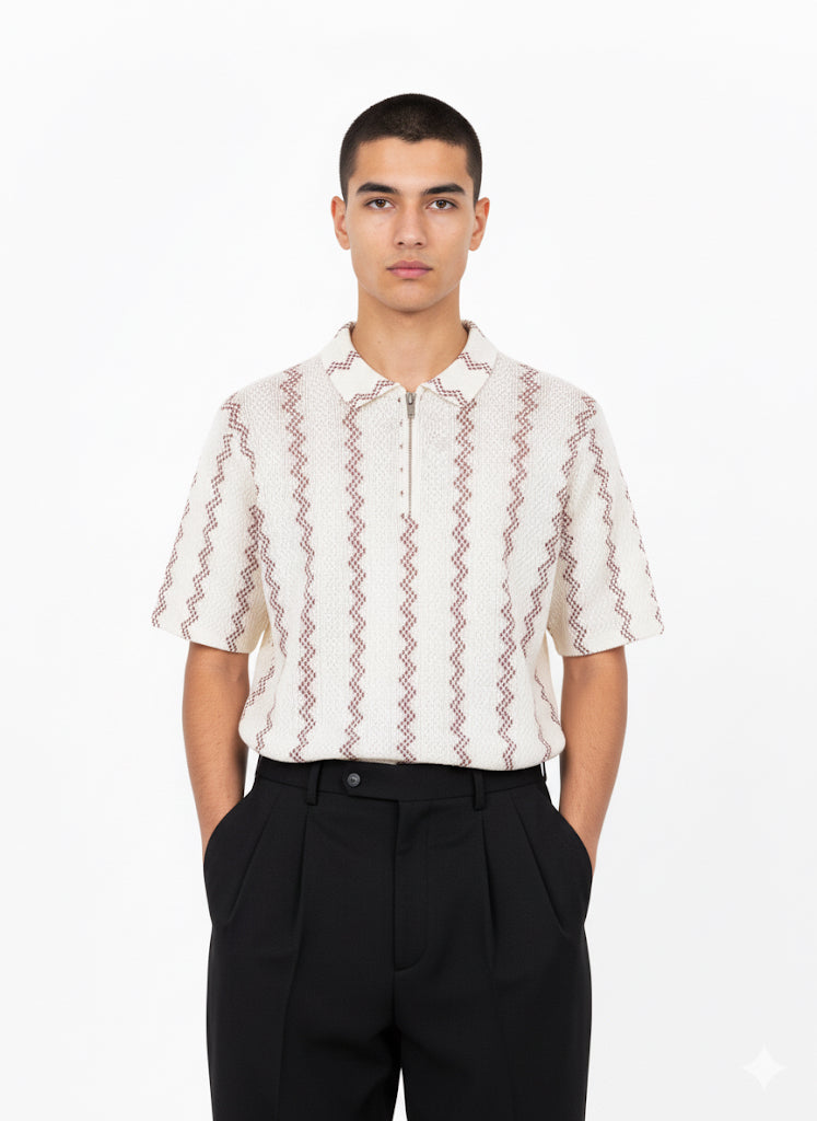 Zigzag Knitted Polo