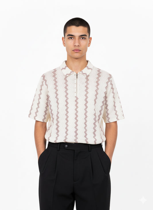 Zigzag Knitted Polo