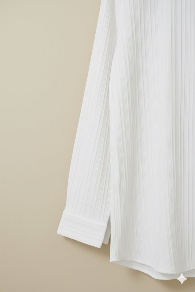 Pure white textured strip shirt