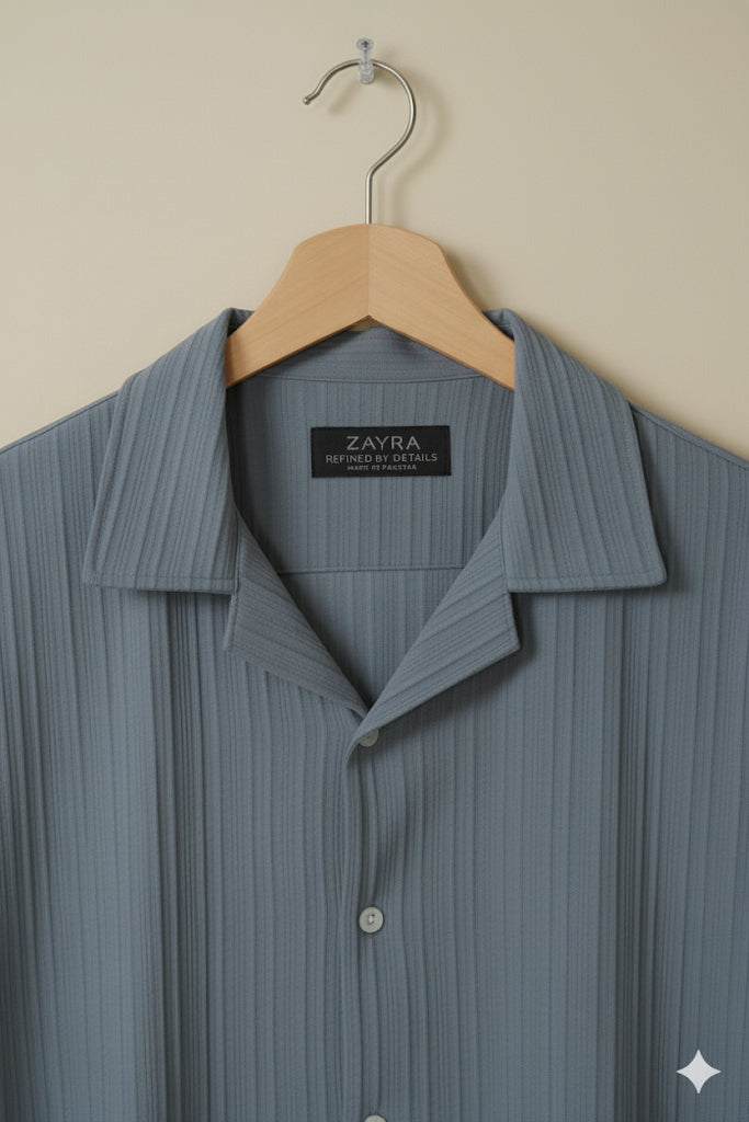 Charcoal Gray textured strip shirt