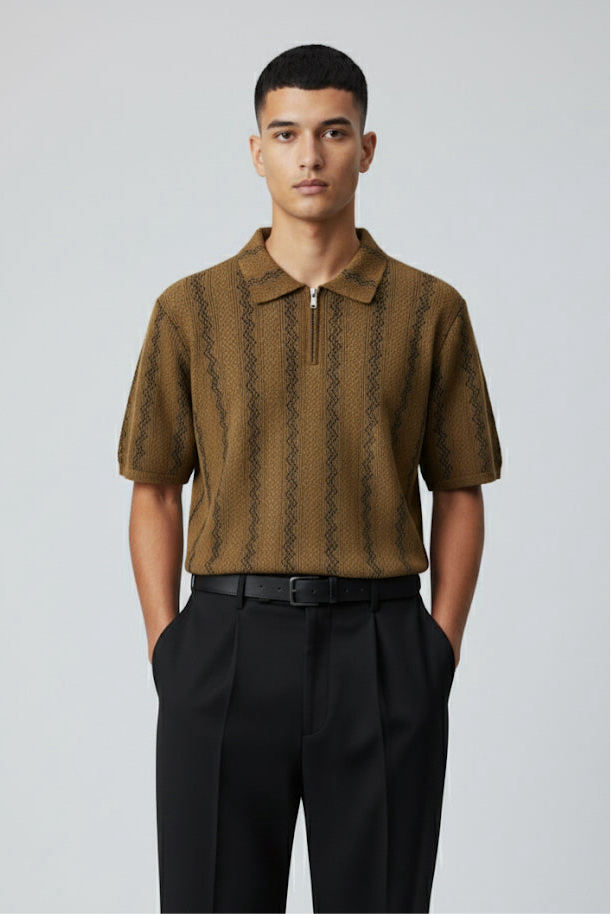 Zigzag Knitted Polo