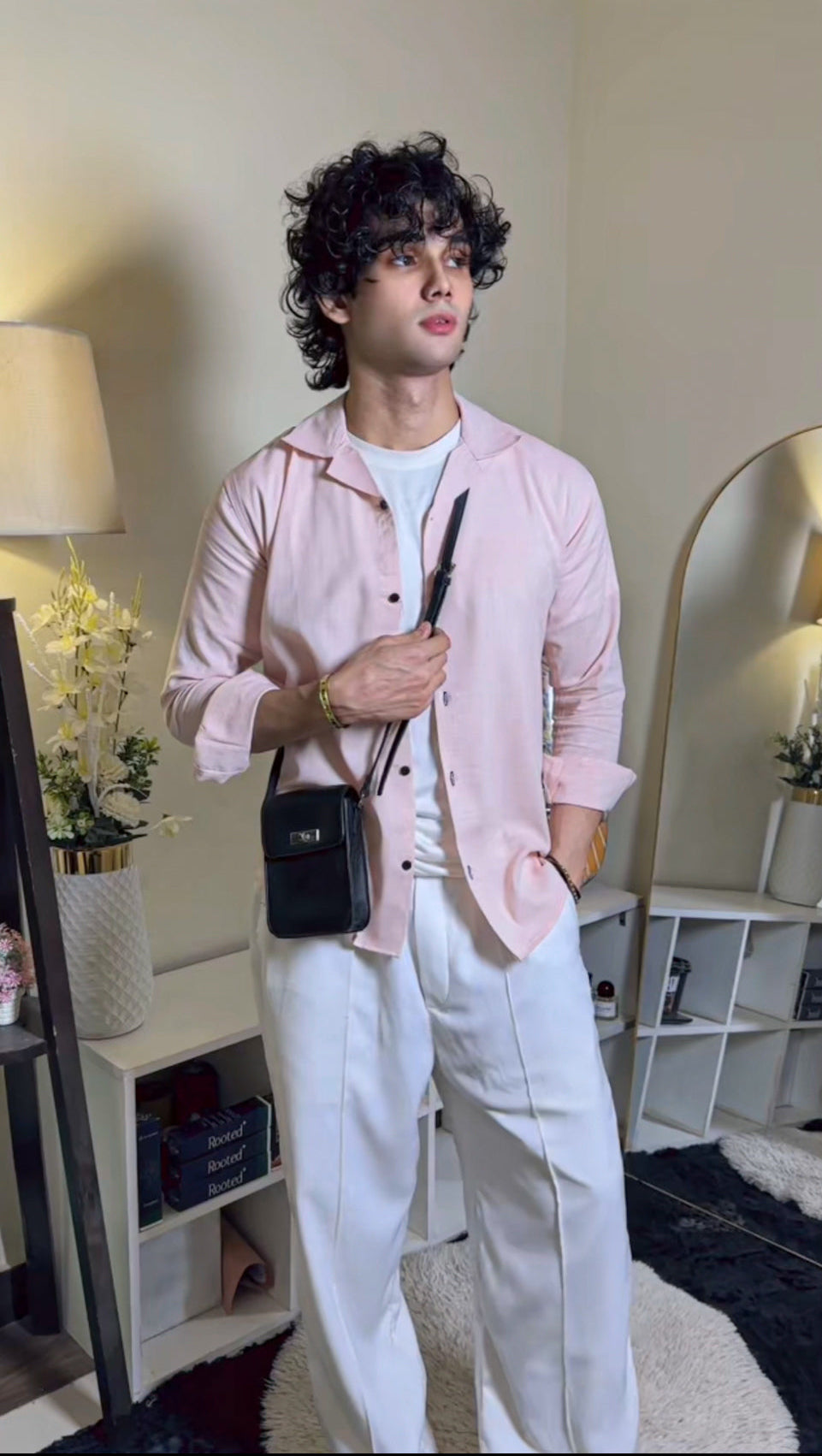 linen blended shirt(light pink)