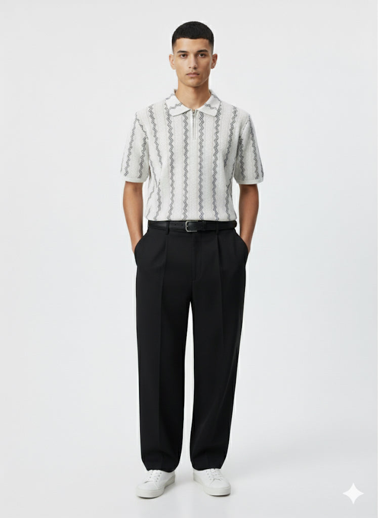 Zigzag Knitted Polo
