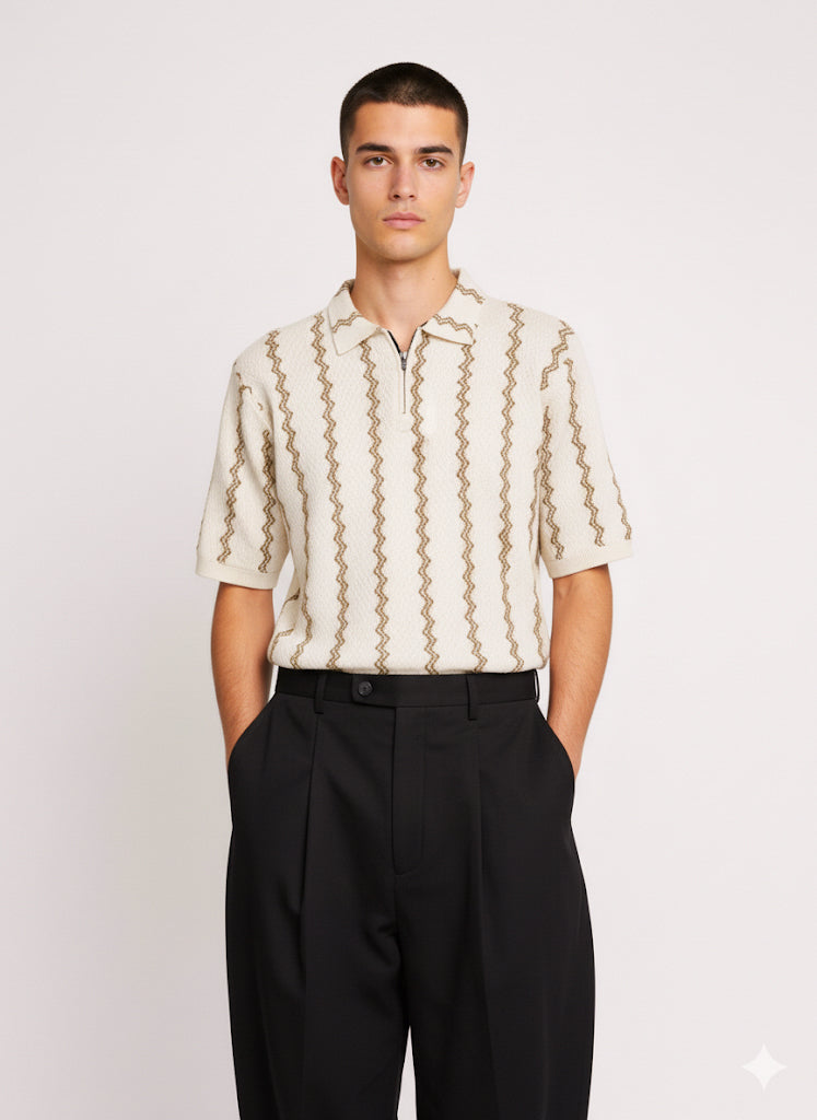 Zigzag Knitted Polo