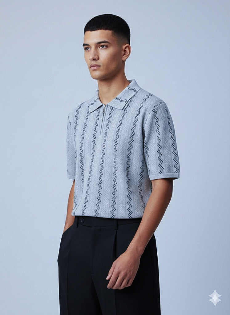 Zigzag Knitted Polo