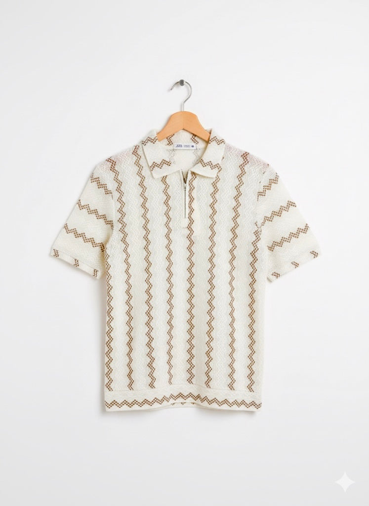 Zigzag Knitted Polo
